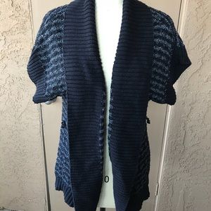 Black and white strip knit Open Cardigan